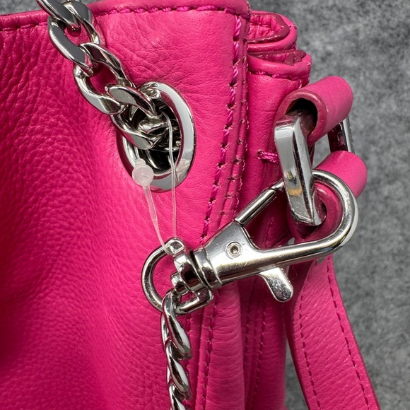 Michael Kors Jet Set Chain Shoulder Bag Tote Fuschia Hot Pink Bucket Handbag - Picture 11 of 14